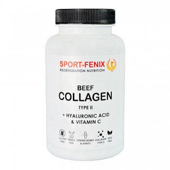 Колаген BEEF COLLAGEN, TYPE II з Гіалуроновою кислотою та Вітаміном С, 120 капсул