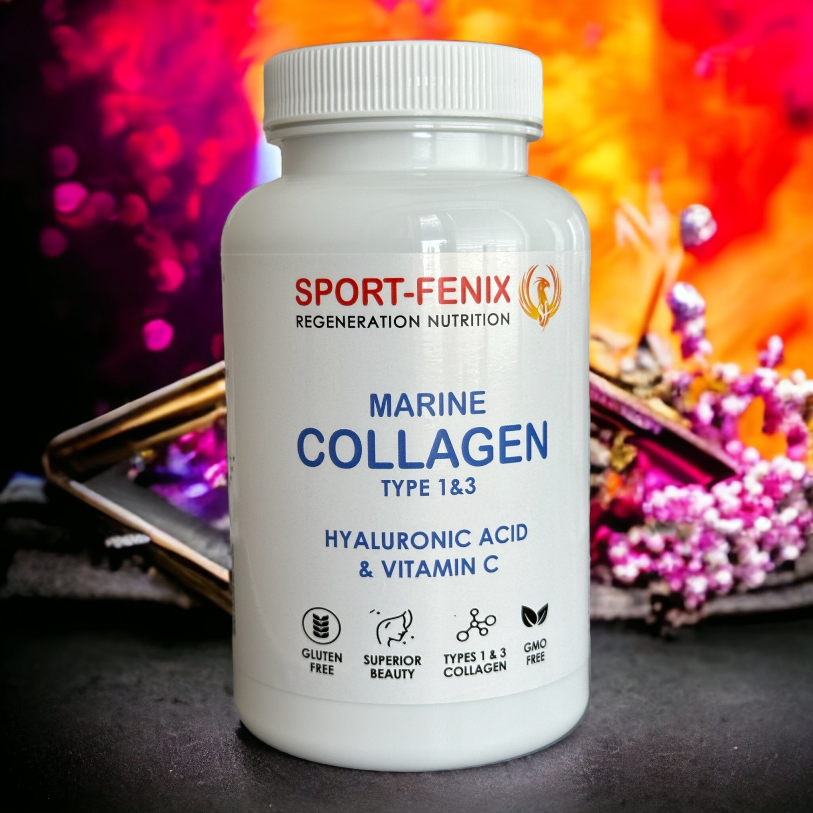 Колаген MARINE COLLAGEN, TM SPORT-FENIX TYPE II з Гіалуроновою кислотою та Вітаміном С, 120 капсул